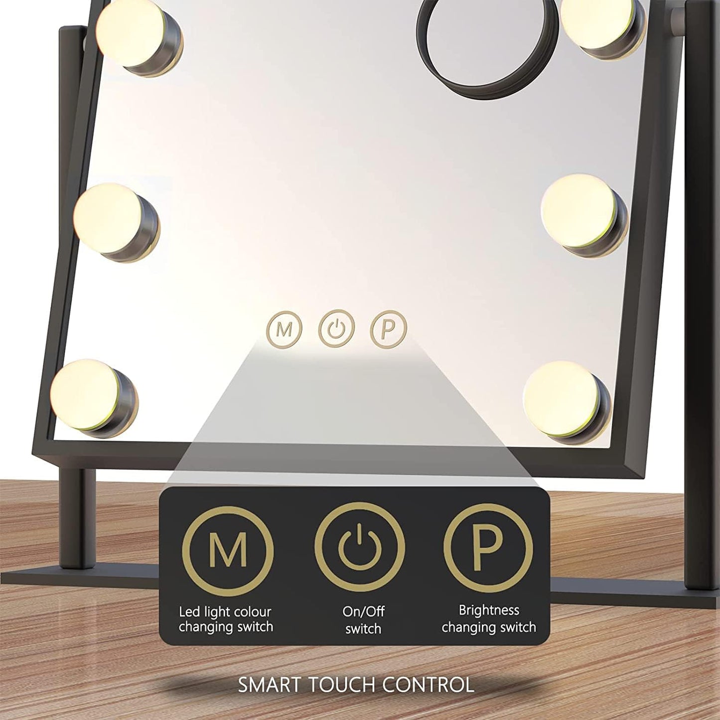 WEILY Hollywood Makeup Mirror with Lights,Large Lighted Vanity Mirror with 3 Color Light & 12 Dimmable Led Bulbs,Smart Lighted Touch Control Screen & 360 Degree Rotation