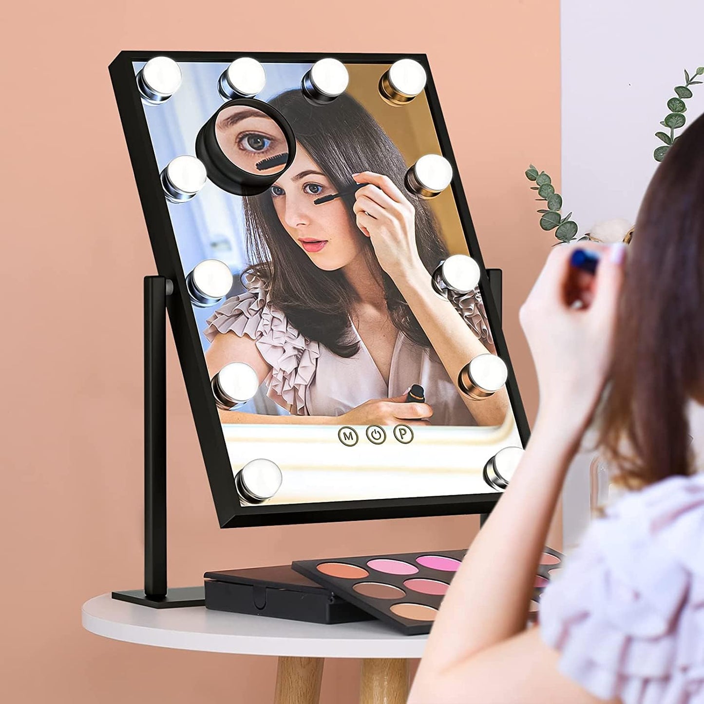 WEILY Hollywood Makeup Mirror with Lights,Large Lighted Vanity Mirror with 3 Color Light & 12 Dimmable Led Bulbs,Smart Lighted Touch Control Screen & 360 Degree Rotation