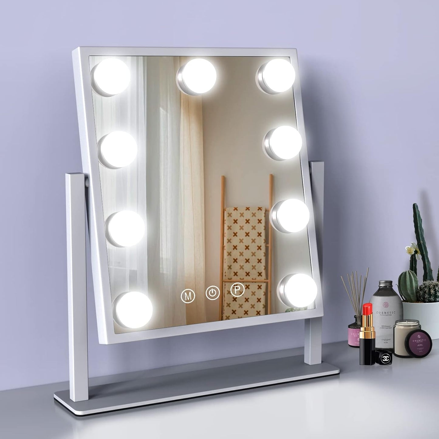 WEILY Hollywood Makeup Mirror with Lights,Large Lighted Vanity Mirror with 3 Color Light & 12 Dimmable Led Bulbs,Smart Lighted Touch Control Screen & 360 Degree Rotation